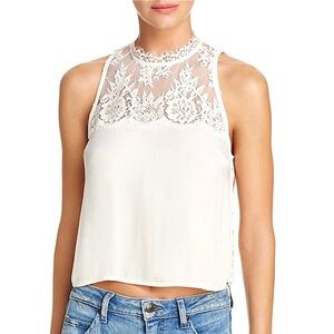 Free People Womens Ivory Open Back Lace Tank Top Size L